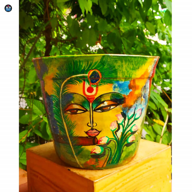 Handpainted Clay Pot,planter,clay pot