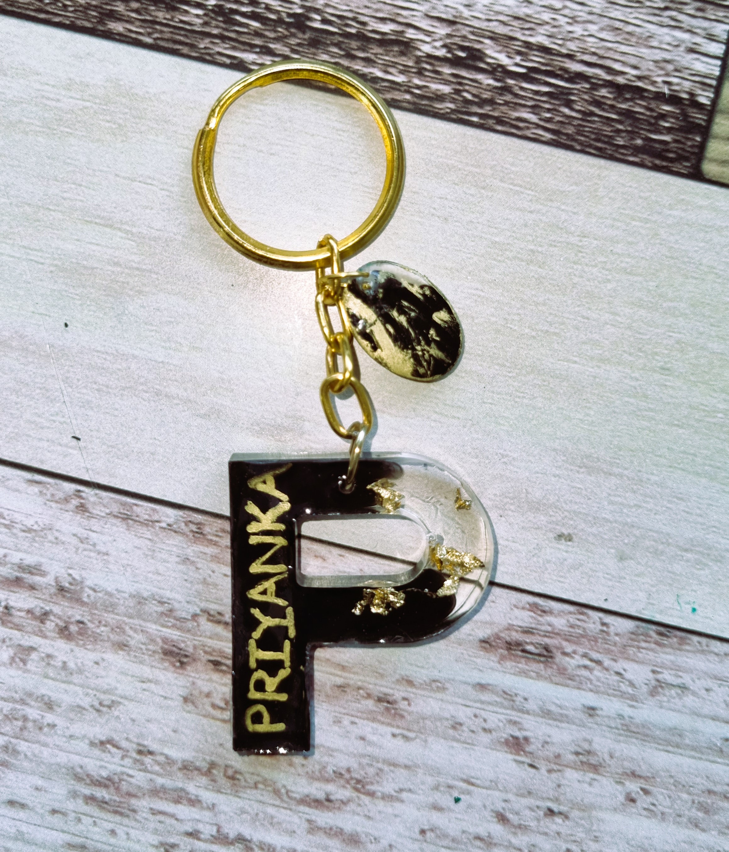 Resin Name Initial keychain